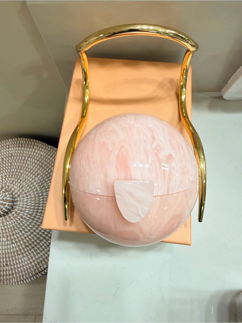 Cult Gaia Pink Pearl Purse  with Gold Handle